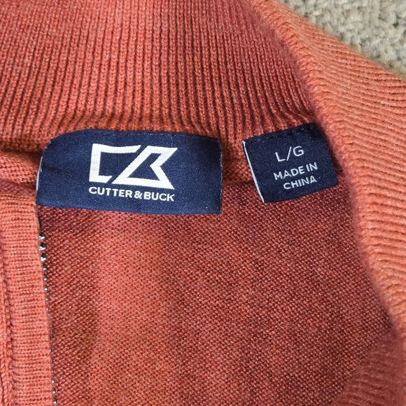 Cutter & Buck Mens 1/4 Zip‎ Red Long Sleeve Pullover Size Large Wool Blend - Picture 7 of 8